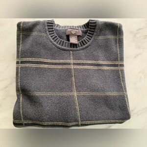 Vintage Academia Grandpa Sweater Medium Men’s Cotton Plaid Striped
